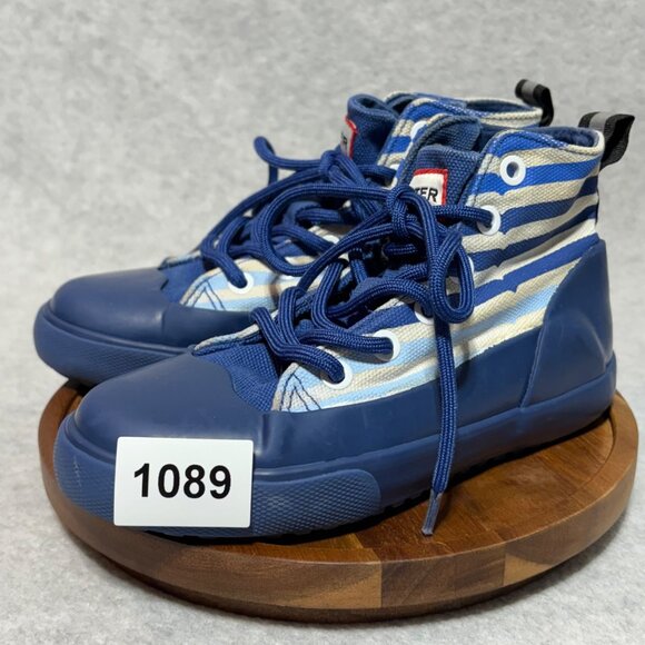 Hunter for Target Kids' Striped Dipped Canvas High Top Sneakers Blue Size 13 - Picture 10 of 10